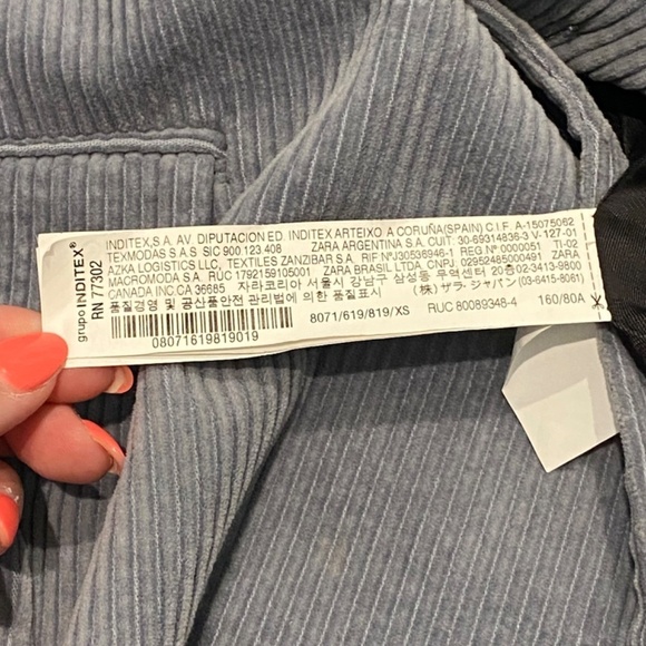 Zara Corduroy double breasted oversized Blazer Blue Gray 16564 - Picture 11 of 12